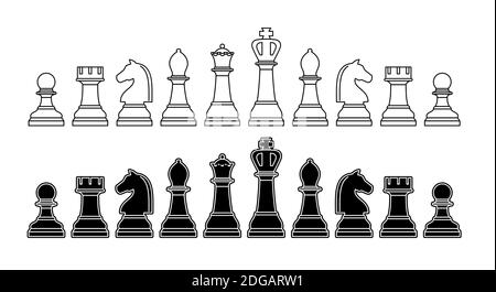 Black and white chess set on white Stock Vector