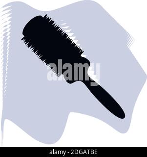 Round comb vector, barber, salon, hair, black comb on lilac spot icon of a set, isolated on white background. EPS 10 Stock Vector