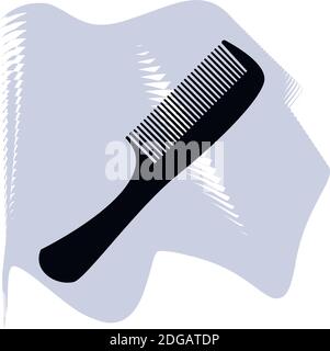 Comb vector, barber, salon, hair, black comb on lilac spot icon of a set, isolated on white background. EPS 10 Stock Vector