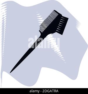 Black and white two side hair dye brush. Beauty salon tool. Hairdresser equipment vector illustration for icon, stamp, label, certificate, brochure, l Stock Vector