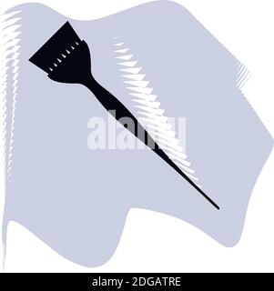 Black and white hair dye brush. Beauty salon tool. Hairdresser equipment vector illustration for icon, stamp, label, certificate, brochure, leaflet, p Stock Vector