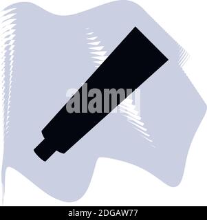 Hair color tube vector, barber, salon, hair, black tube on lilac spot icon of a set, isolated on white background. EPS 10 Stock Vector