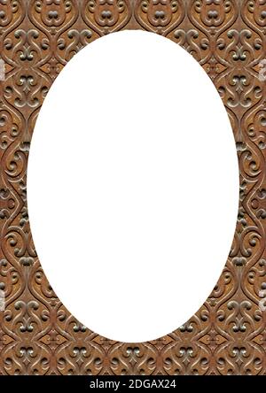 White Background With Carved Ornate Wooden Rounded Edges Stock Photo