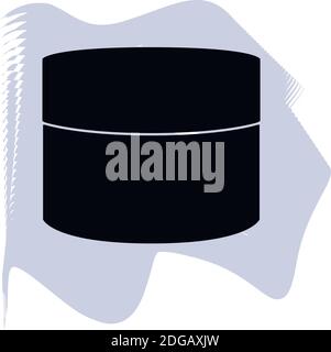 Cosmetic Container of Cream, Powder or Gel vector, barber, salon, hair, black container on lilac spot icon of a set, isolated on white background. EPS Stock Vector