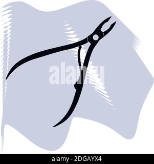 Manicure nippers vector, barber, salon, cosmetic, black nippers on lilac spot icon of a set, isolated on white background. EPS 10 Stock Vector