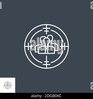 Target audience line icon, concept sign, outline vector illustration ...
