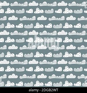 Cute doodle clouds seamless pattern in scandinavian style. Vector hand drawn kids wallpapers, holiday Stock Vector