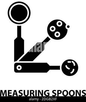 measuring spoons icon, black vector sign with editable strokes, concept illustration Stock Vector