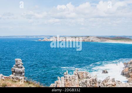 Pointe de Pen-hir on the peninsula of Crozon in Camaret-sur-mer in FinistÃ¨re in Brittany, France Stock Photo