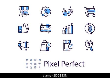 Set of linear icons for online shopping Stock Vector