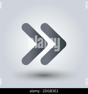 Fast forward double right arrows icon. Modern design flat style icon with long shadow effect. Forward fast arrow icon, scroll button, symbol, business Stock Vector
