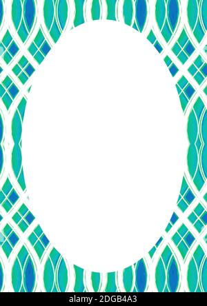 White Frame With Decorated Patterned Rounded Borders Stock Photo