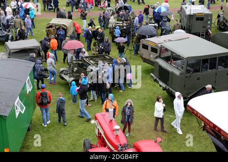 Scottish International Airshow, 03 Sept 2016.  Low Green Ayr, Ayrshire, Scotland, UK; High level photographs of showground from above during rain. Stock Photo