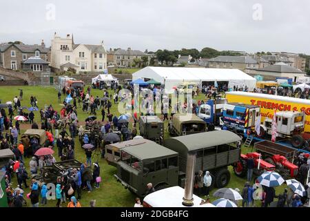 Scottish International Airshow, 03 Sept 2016.  Low Green Ayr, Ayrshire, Scotland, UK; High level photographs of showground from above during rain. Stock Photo