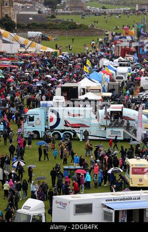 Scottish International Airshow, 03 Sept 2016.  Low Green Ayr, Ayrshire, Scotland, UK; High level photographs of showground from above during rain. Stock Photo