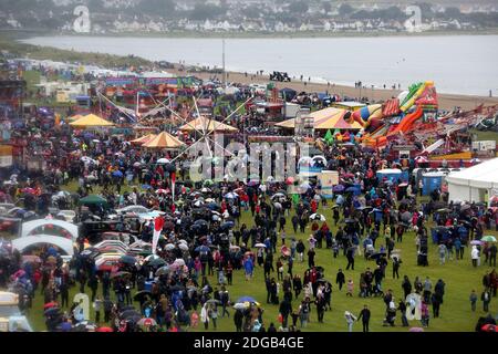 Scottish International Airshow, 03 Sept 2016.  Low Green Ayr, Ayrshire, Scotland, UK; High level photographs of showground from above during rain. Stock Photo