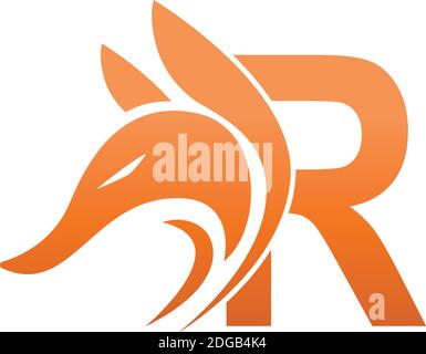 Fox head icon combination with letter R logo icon design vector Stock Vector