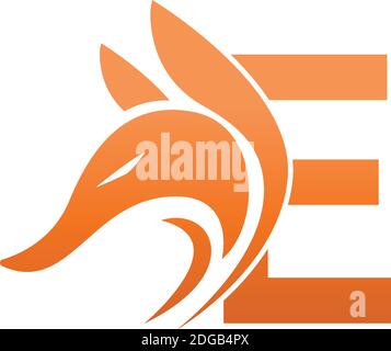 Fox head icon combination with letter E logo icon design vector Stock Vector