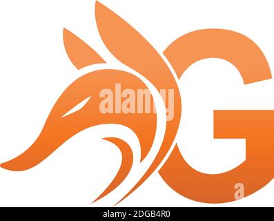 Fox head icon combination with letter G logo icon design vector Stock Vector