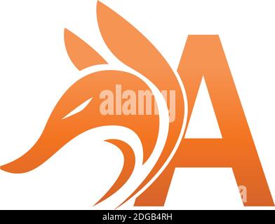 Fox head icon combination with letter A logo icon design vector Stock Vector