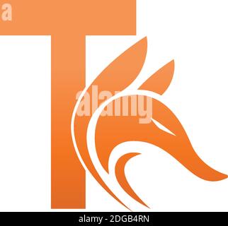 Fox head icon combination with letter T logo icon design vector Stock Vector