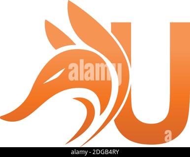 Fox head icon combination with letter U logo icon design vector Stock Vector