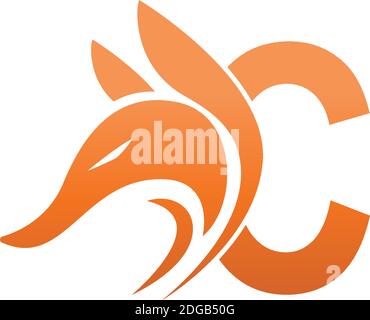 Fox head icon combination with letter C logo icon design vector Stock Vector