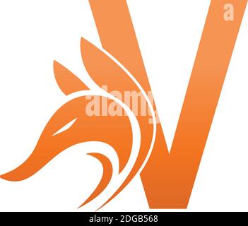 Fox head icon combination with letter V logo icon design vector Stock Vector