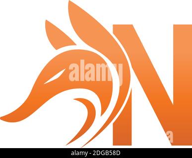 Fox head icon combination with letter N logo icon design vector Stock Vector