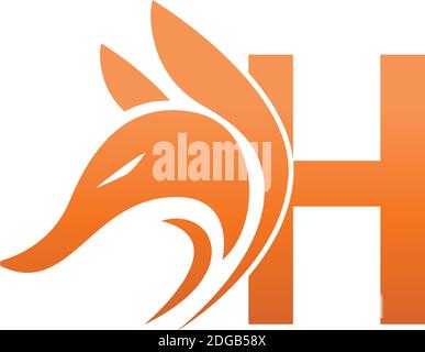 Fox head icon combination with letter H logo icon design vector Stock Vector