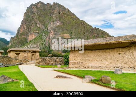 Inca ruins at Ollantaytambo in sacred valley Stock Photo