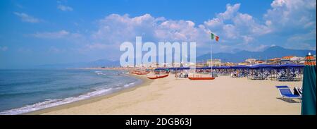 Resort on the beach, Viareggio, Tuscany, Italy Stock Photo