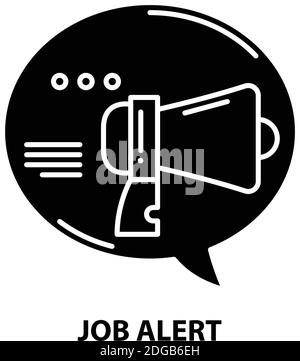 job alert icon, black vector sign with editable strokes, concept illustration Stock Vector