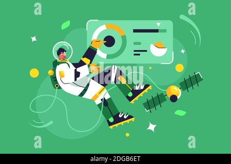The astronaut guy flies in zero gravity Stock Vector