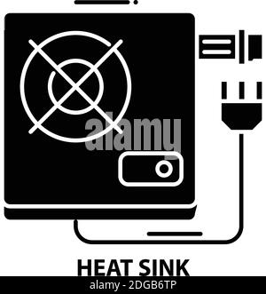 heat sink icon, black vector sign with editable strokes, concept illustration Stock Vector