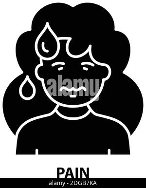 pain icon, black vector sign with editable strokes, concept illustration Stock Vector