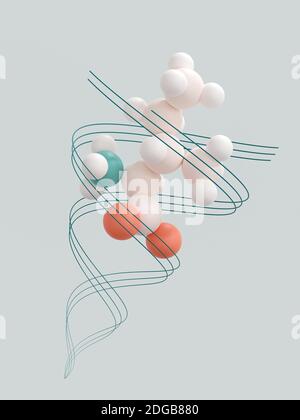 Isoleucine (L-isoleucine, Ile, I) amino acid molecule. 3D rendering. Scaled sphere molecular model with atoms represented by color coded spheres: oxyg Stock Photo