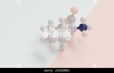 Isoleucine (L-isoleucine, Ile, I) amino acid molecule. 3D rendering. Ball and stick molecular model with atoms shown as color-coded spheres: hydrogen Stock Photo