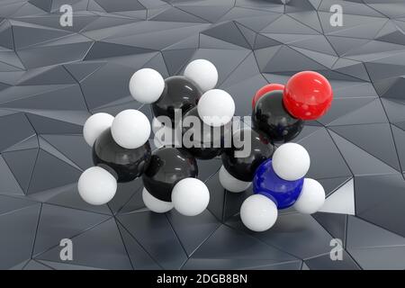 Isoleucine (L-isoleucine, Ile, I) amino acid molecule. 3D rendering. Scaled sphere molecular model with conventional color coding: hydrogen (white), c Stock Photo