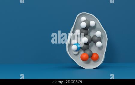 Isoleucine (L-isoleucine, Ile, I) amino acid molecule. 3D rendering. Atoms are represented as spheres with conventional color coding: hydrogen (white) Stock Photo