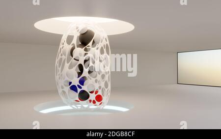 Isoleucine (L-isoleucine, Ile, I) amino acid molecule. 3D rendering. Scaled sphere model with conventional color coding within a patterned molecular s Stock Photo