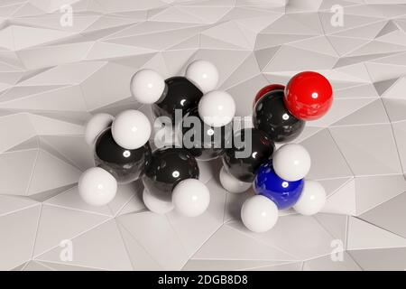 Isoleucine (L-isoleucine, Ile, I) amino acid molecule. 3D rendering. Scaled sphere molecular model with conventional color coding: hydrogen (white), c Stock Photo