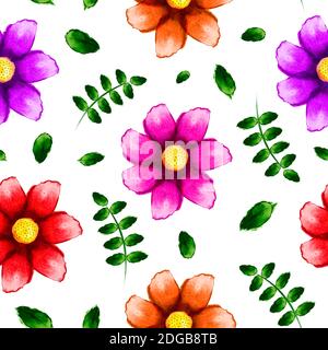 Watercolor floral seamless pattern. Stock Photo