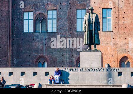Monument. Prince Emanuele Filiberto, 2nd Duke of Aosta was an Italian general and member of the House of Savoy. Turin, Piedmont, Italy, Europe Stock Photo
