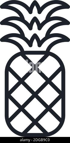 Pineapple icon. Vector linear icon, contour, shape, outline isolated on a white background. Thin line. Modern minimalistic design. Fruits Stock Vector