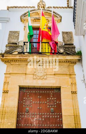 Annex to the Castillo de Arcos - Arcos castle and belonging to the town hall. Arcos de la Frontera, Cádiz, Andalucía, Spain, Europe Stock Photo