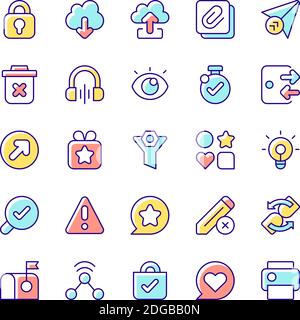 Interface RGB color icons set Stock Vector