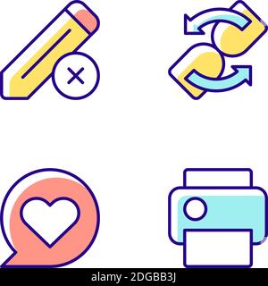 Interface creation process RGB color icons set Stock Vector