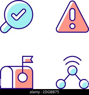 Modern interface usage RGB color icons set Stock Vector