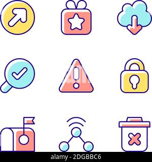 Interface for better usability RGB color icons set Stock Vector